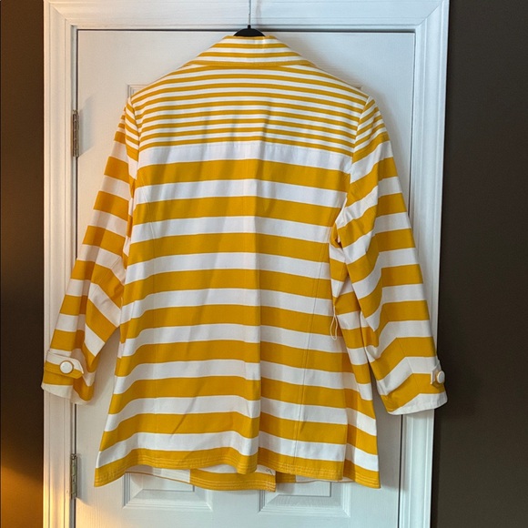 Jones New York Yellow and White Striped Trench Coat 3X - Picture 3 of 4